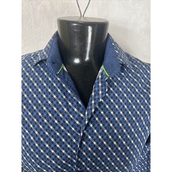 Tom Baine Performance Shirt Slim Fit Button Down Blue White Small 14-14-1/2 - Picture 2 of 9